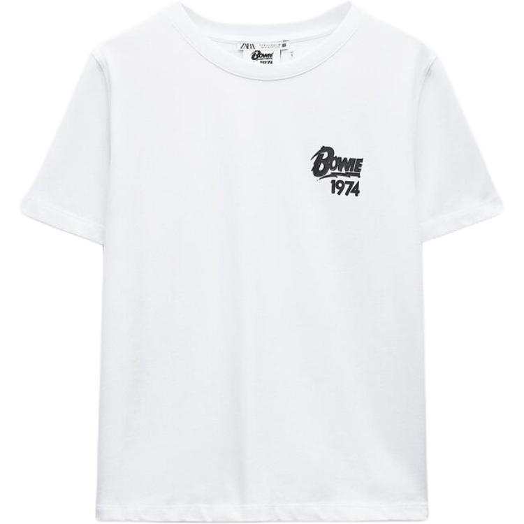 ZARA T Shirts Women's White Crew Neck Moderate