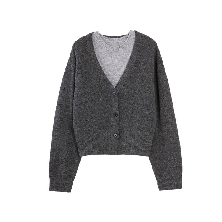 ELLE Casual Suits Women's Medium Gray Crew Neck Moderate