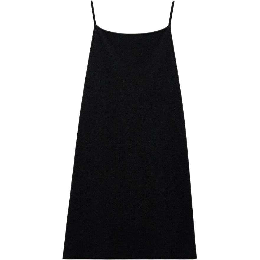 ZARA Slip Dresses Women's Black Square Collar Moderate
