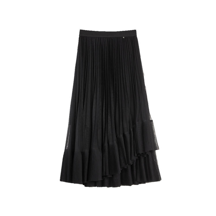 ELLE Casual Long Skirts Women's Black Moderate Long A Line Skirt