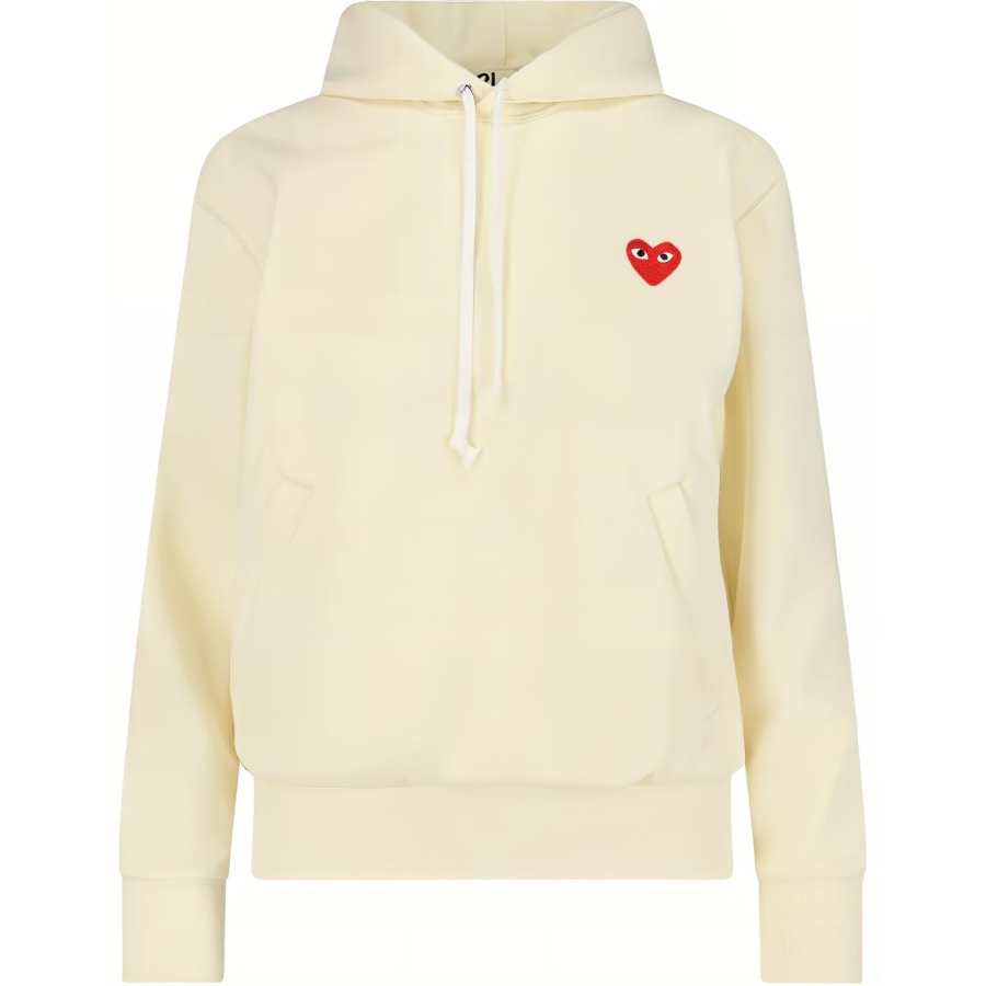 CDG Play Comme Des Garcons Play Red Heart Hoodie Ivory