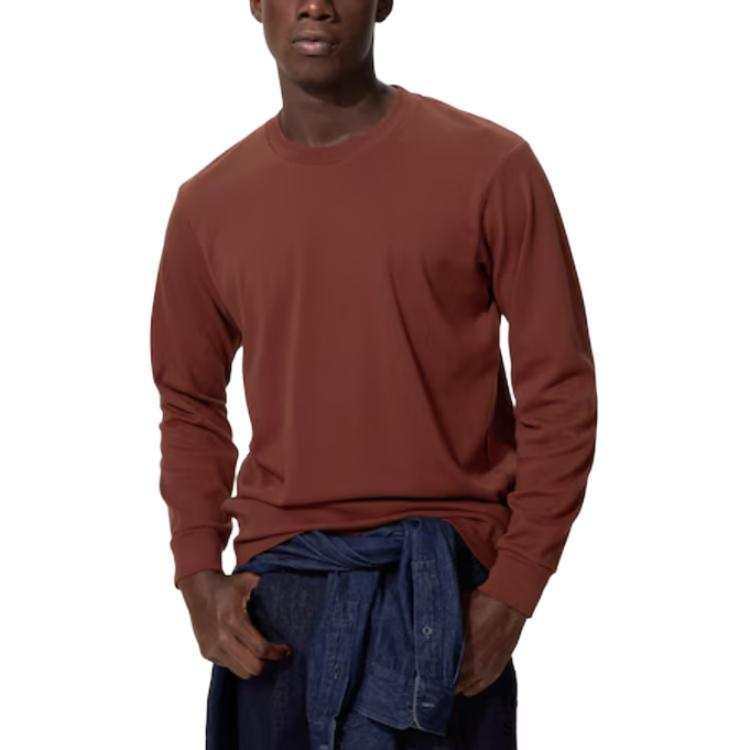 UNIQLO T Shirts Men's Brown Crew Neck