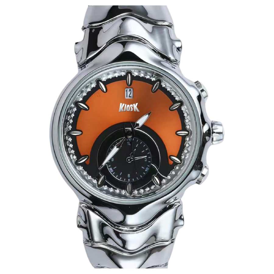 KIOSK Future Design Silver Luxury American Fossil Quartz Movement Stainless Steel Strap Watch Unisex