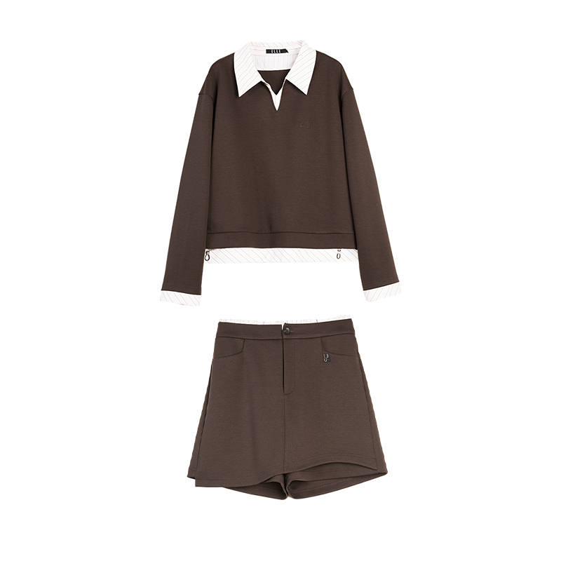 ELLE Casual Suits Women's Lapel Moderate Short
