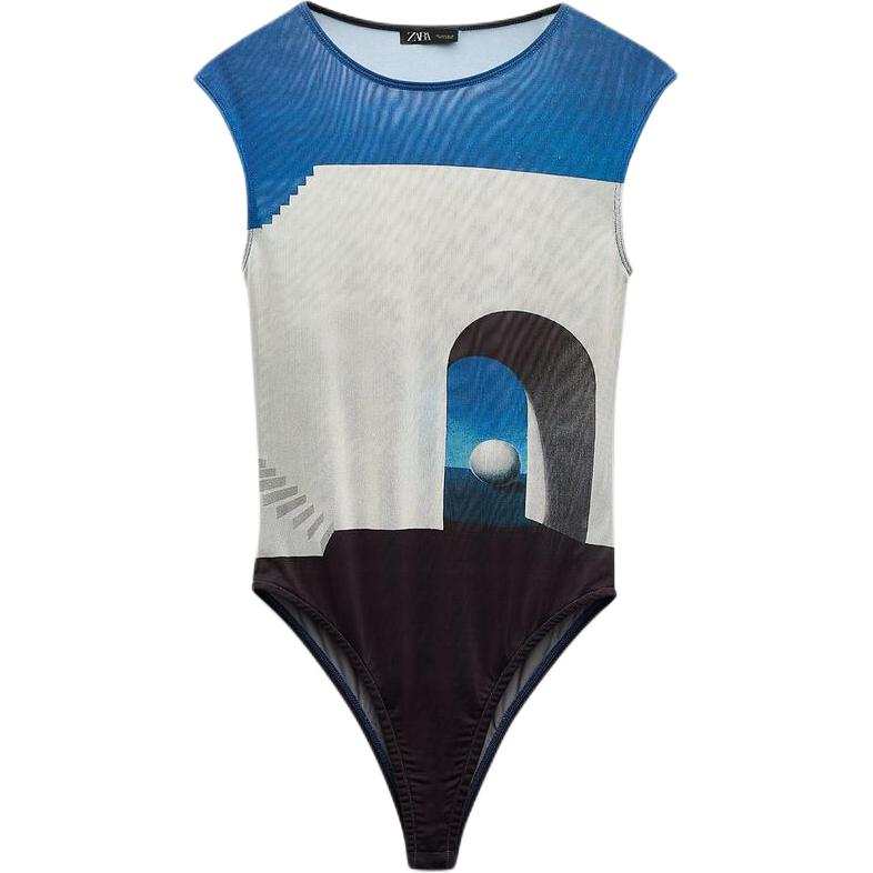 ZARA Bodysuits Women's Print Crew Neck