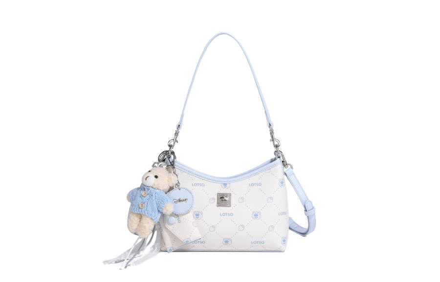 Disney Lotso PVC Crossbody Bag, Shoulder Bag Regular Women's Blue White