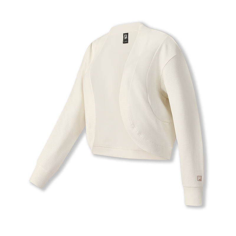 FILA Fitness Knitwear Women's Heron White Stand Collar Moderate Cardigan