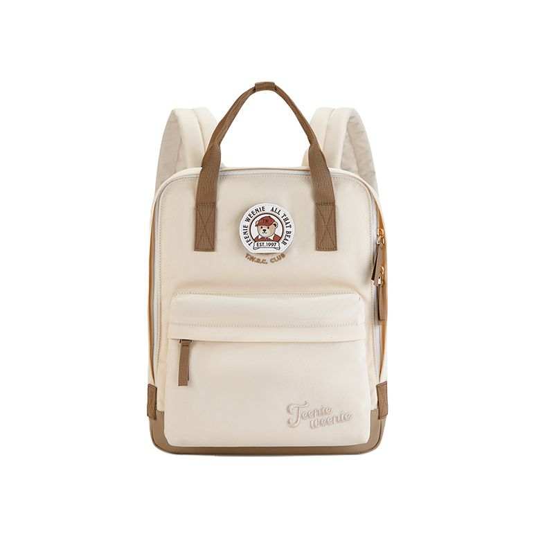 Teenie Weenie Pu Backpack Large Unisex Black & Burgundy/Khaki & Brown & Coffee