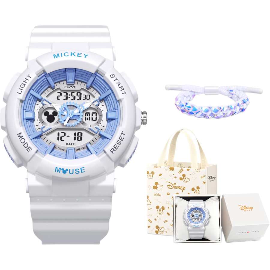 Disney Disney Mickey Mouse Electronic+Quartz Movement Rubber Strap Watch Unisex White Dial