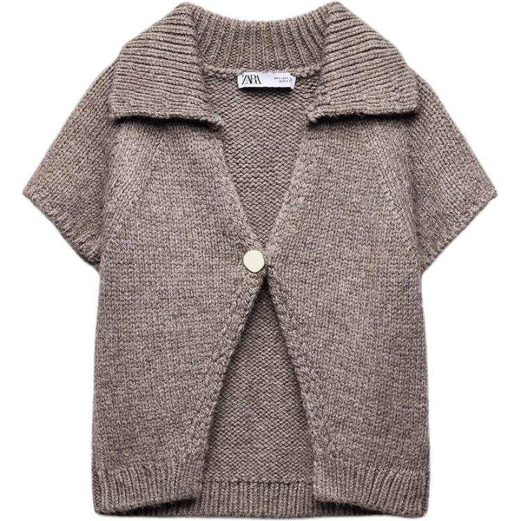 ZARA Sweaters Women's Gray Brown V Neck Moderate Cardigan