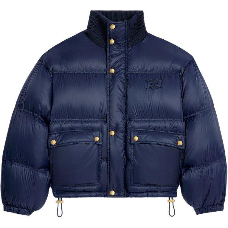 CELINE CELINE Down Jackets Women's Blue Stand Collar Moderate Down Jacket