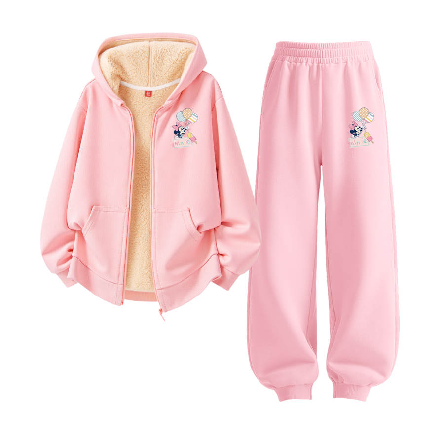 Disney Kids Casual Sportswear Crew Neck Thickened And Fleece Lined