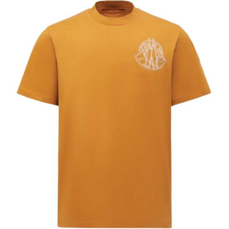 Moncler T Shirts Men's Ochre Yellow Crew Neck