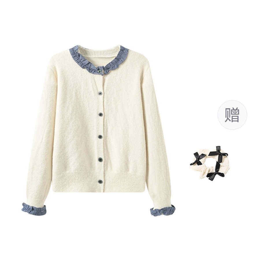 CPAURA Knitwear Women's Crew Neck Moderate Cardigan