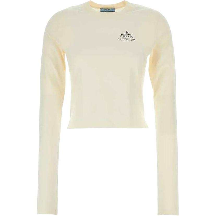 PRADA T Shirts Women's White Crew Neck Moderate Straight Fit