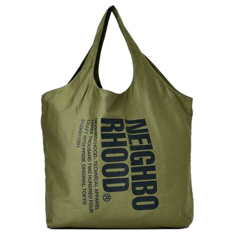 NEIGHBORHOOD Cotton Tote Bag, Shopping Bag, Shoulder Bag, Handbag Large Men's Olive Green
