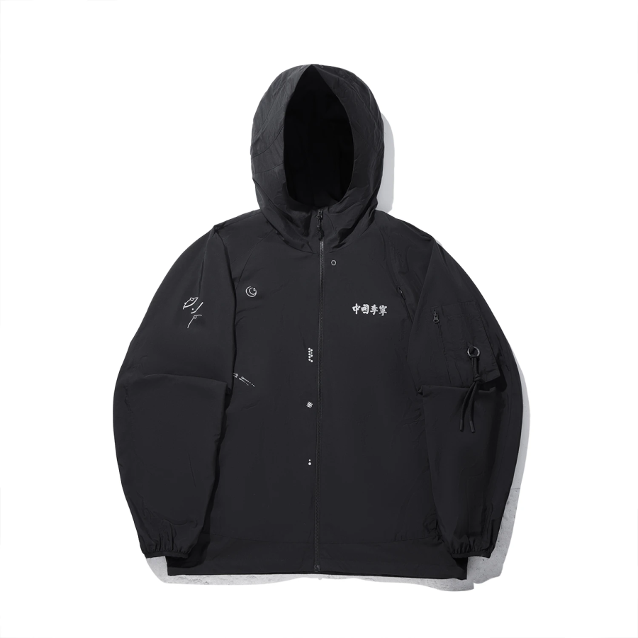 Li-Ning Li Ning Trench Coats Men's Caviar Black Hooded Moderate
