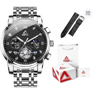 PEAK Phantom Series Quartz Movement Leather Strap Watch Men's Watches Black Dial