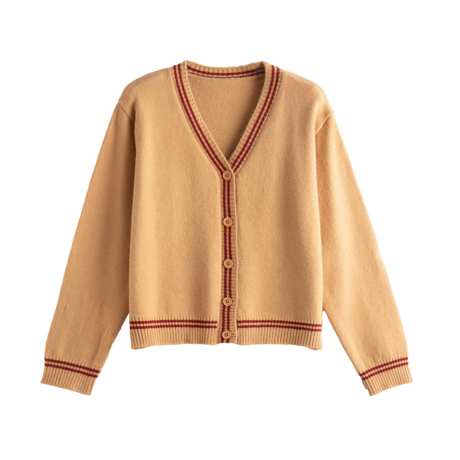 Tonlion Knitwear Women's Desert Yellow V Neck Moderate
