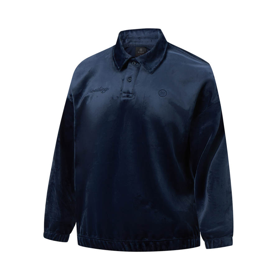 Li-Ning Li Ning Sweatshirts Men's Midnight Voyage Blue Polo Collar Moderate Regular