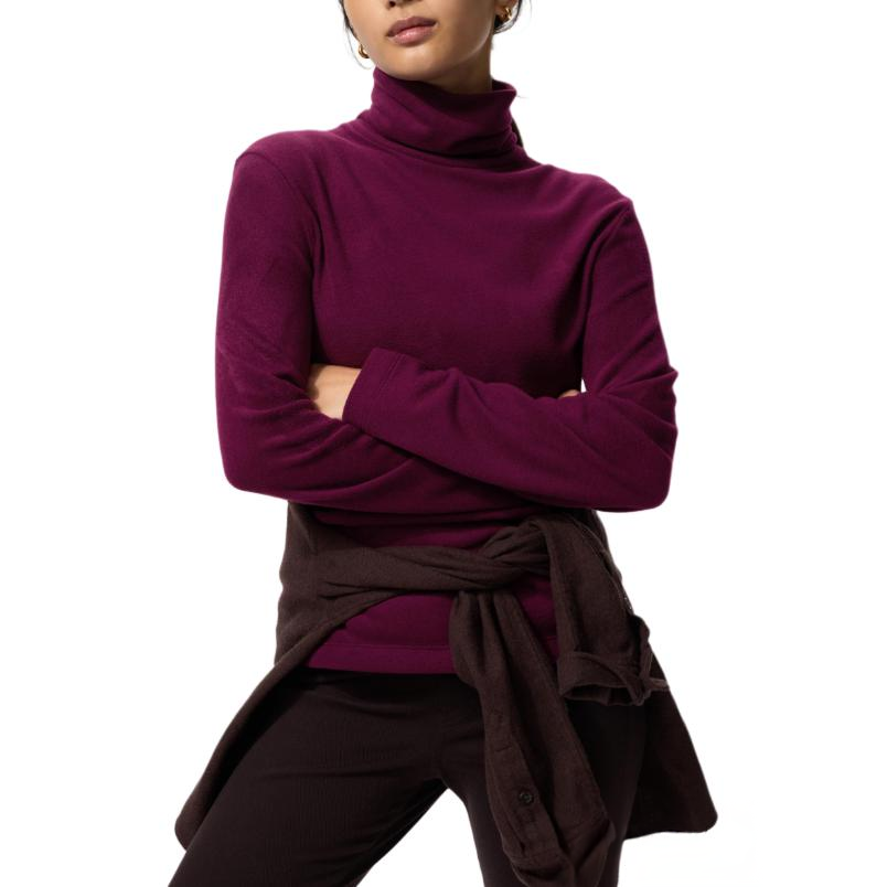UNIQLO T Shirts Women's Purple Turtleneck Moderate
