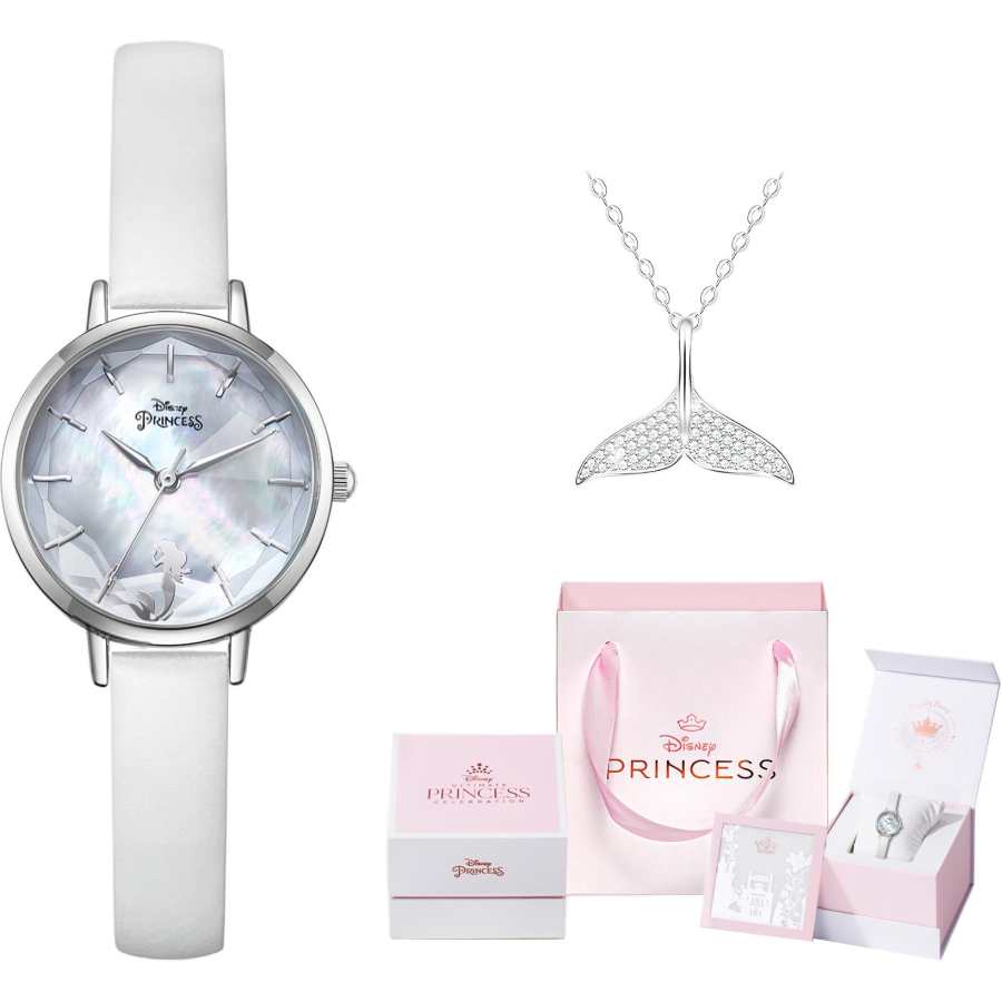 Disney Princess Quartz Movement PU Strap Watch Women's Watch Mother of Pearl Color Watch Dial Exquisite Box
