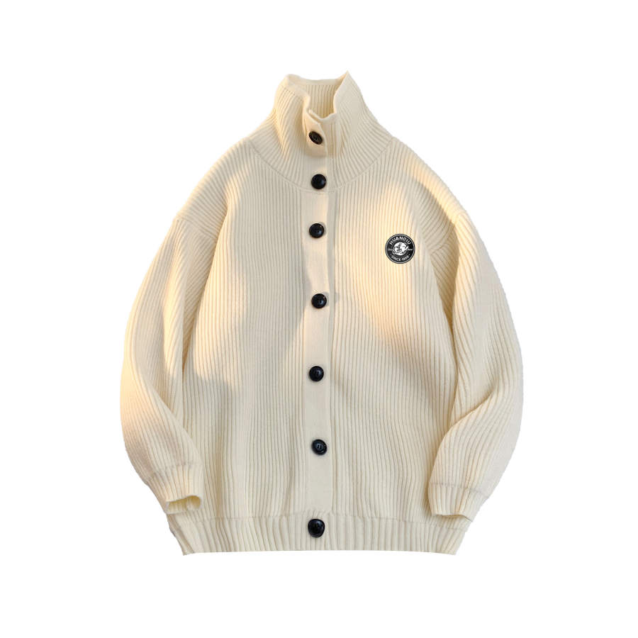 HUANQIU Knitwear Unisex Lapel Moderate Cardigan