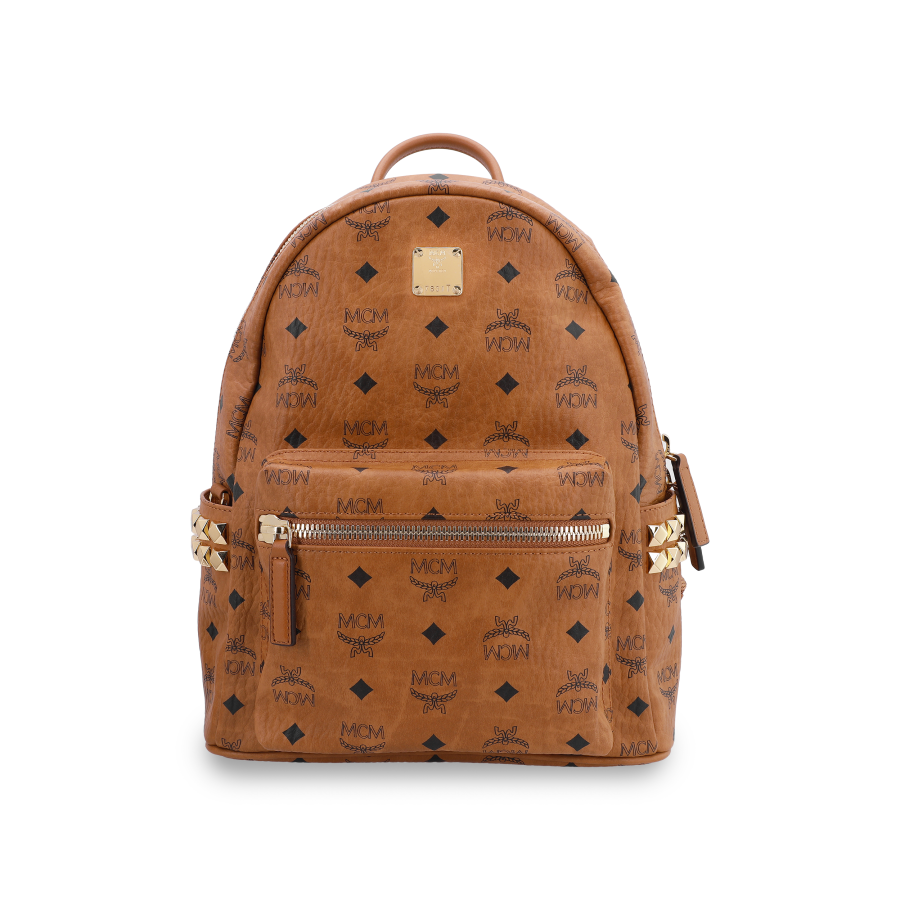 MCM MCM Stark Artificial Leather With Leather Backpack Small Unisex Brown Cognac