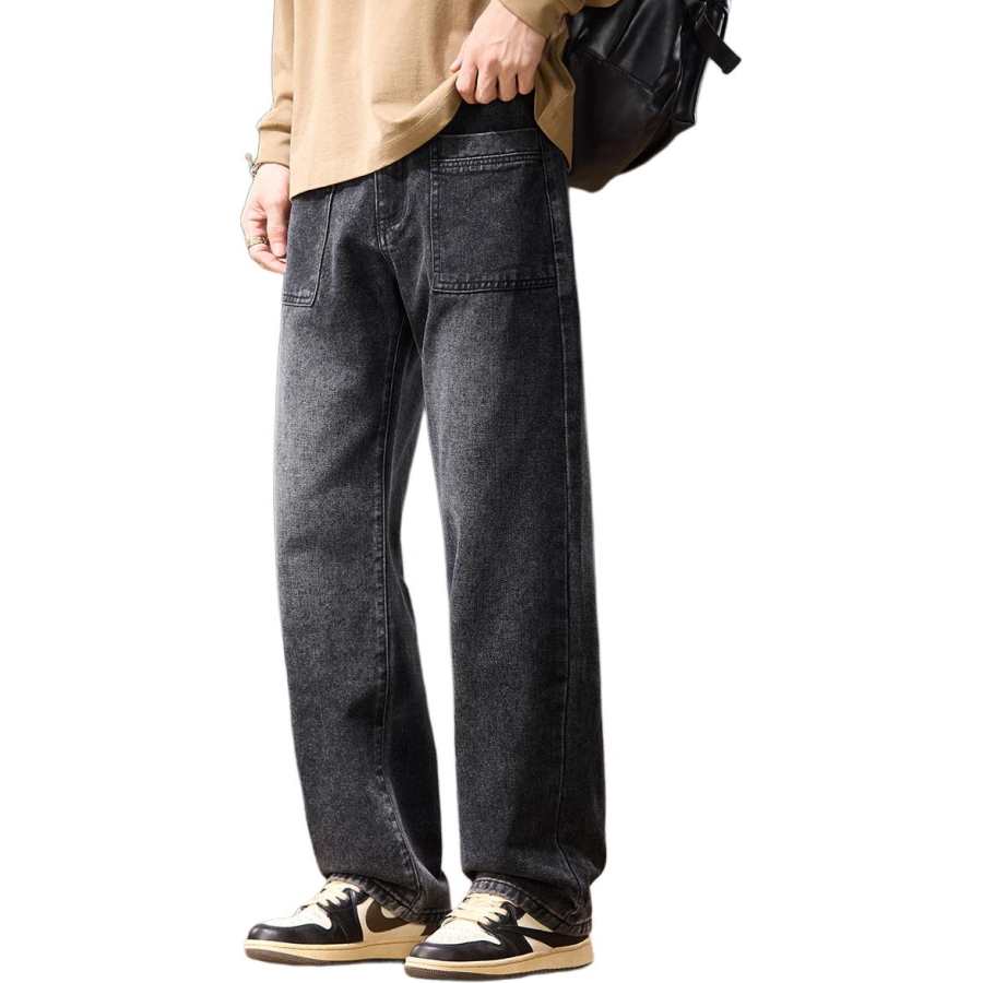 Tonlion Jeans Unisex Gray Moderate Wide Leg Pants
