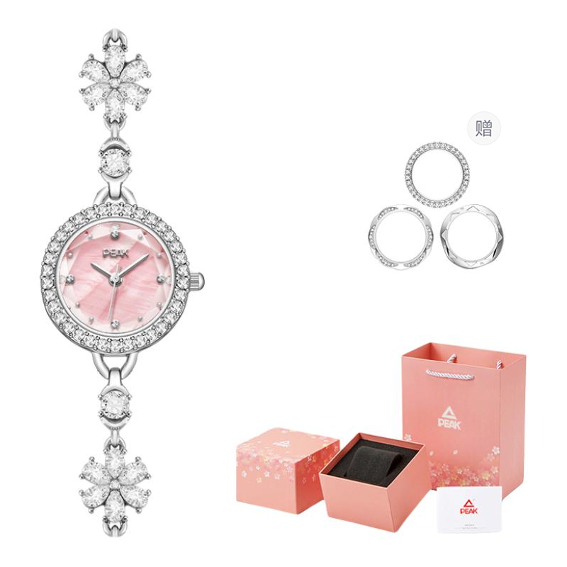 PEAK Dolphin Collection Quartz Movement Stainless Steel Watchband Watch Women's Watch Pink Watch Dial