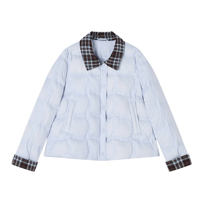 XIANGYING Down Jackets Women's Light Blue Lapel Lightweight Down Jacket