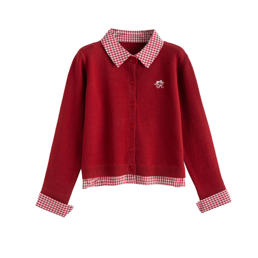Tonlion Knitwear Women's Red Tone Lapel Moderate