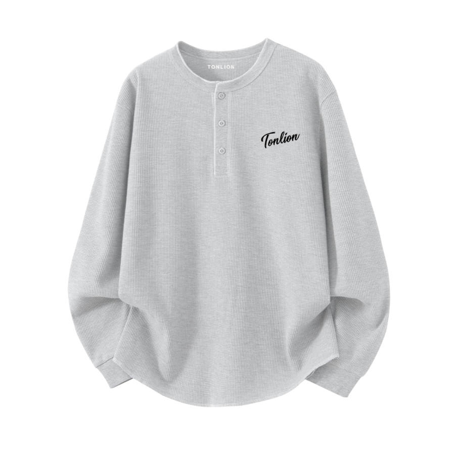 Tonlion T Shirts Unisex Henry Collar Moderate Heavyweight