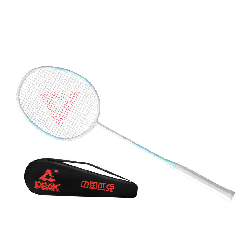 PEAK Carbon Composite Badminton Rackets Control Type All around Defense Entry level Unisex 4U/G5 Light Blue White