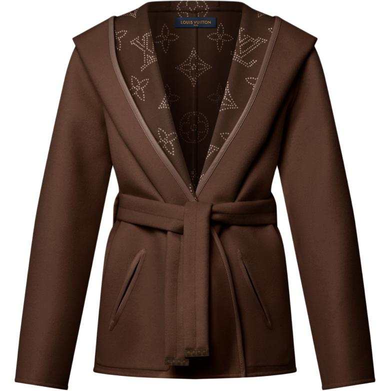 LOUIS VUITTON LOUIS VUITTON Reversible Short Hooded Wrap Coat