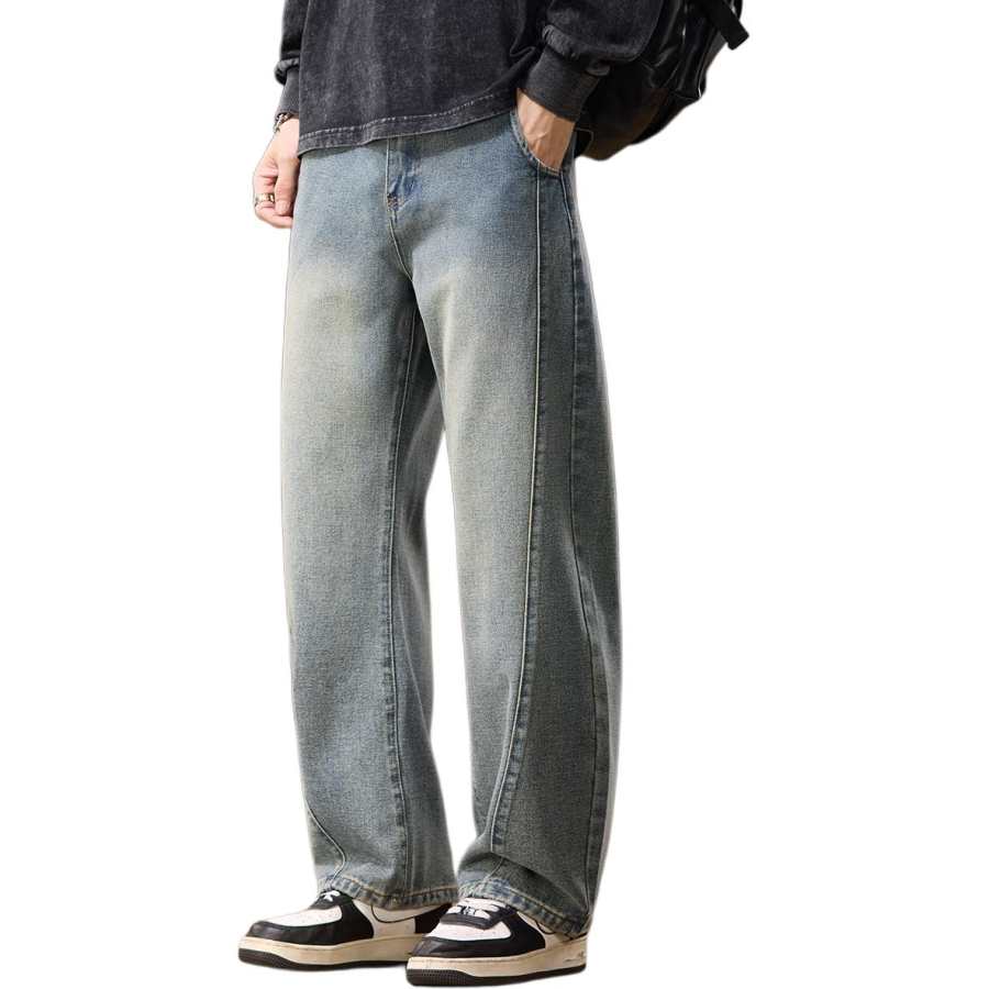 Tonlion Jeans Unisex Vintage Blue Moderate Wide Leg Pants