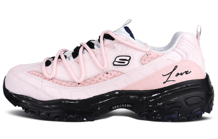 Skechers D'Lites 1.0 Height Increasing Breathable Lightweight Low top Casual Shoes Women's Black Pink