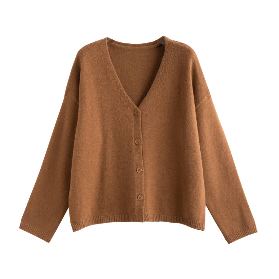 Tonlion Knitwear Women's Caramel V Neck Moderate