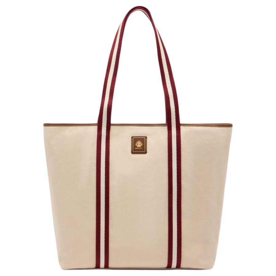 BALLY Fabric With Cow Leather Shoulder Bag Large Women's Beige