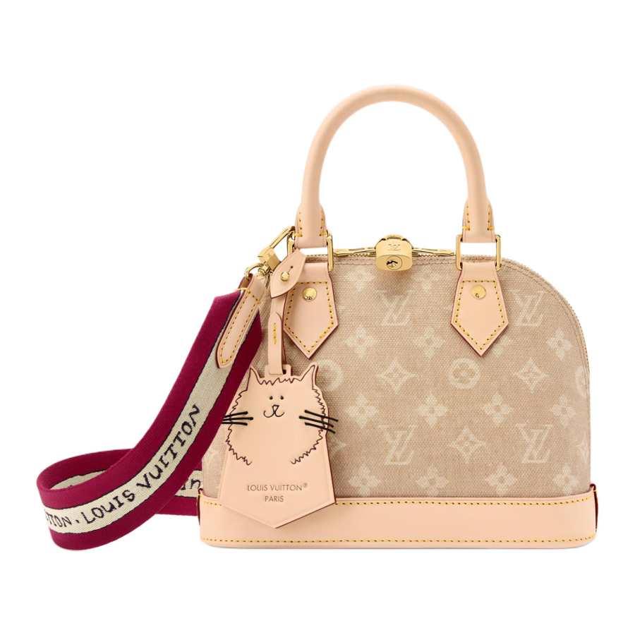 LOUIS VUITTON Grace Coddington Collaboration Alma BBCatogram Kitten Meowgram Coated Canvas One Shoulder Handbag Small