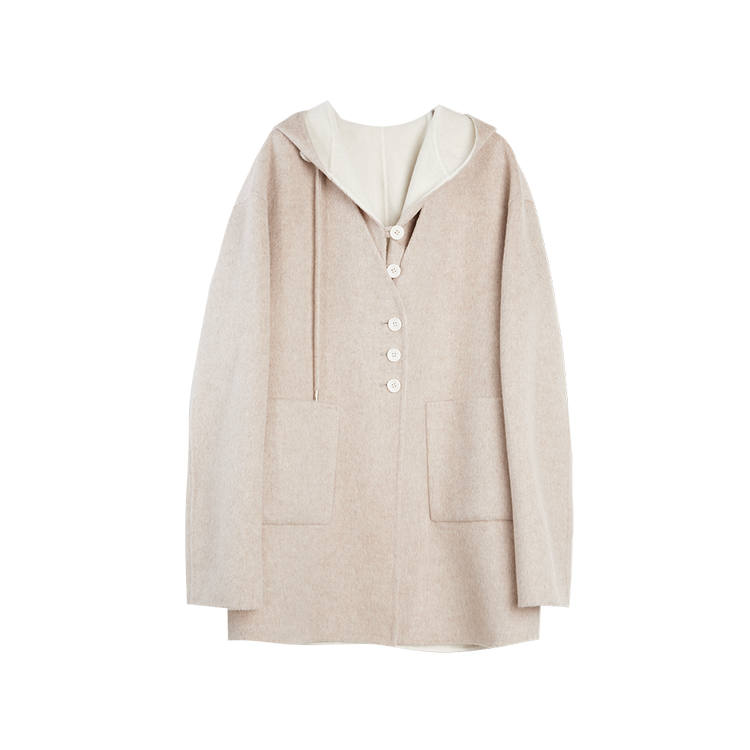ELLE Coats Women's Oat Hooded Moderate Straight Fit