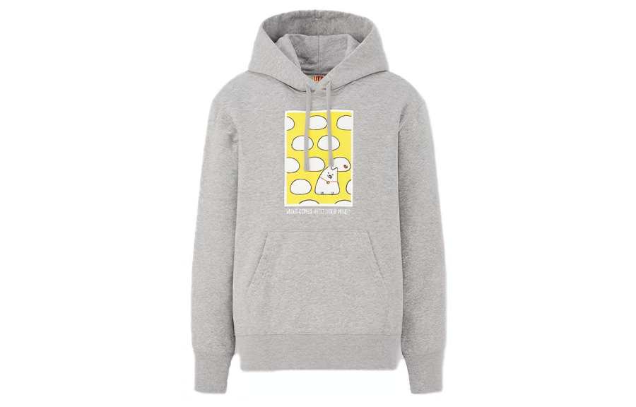 UNIQLO Sweatshirts Unisex Gray Hooded Non Detachable Moderate Regular
