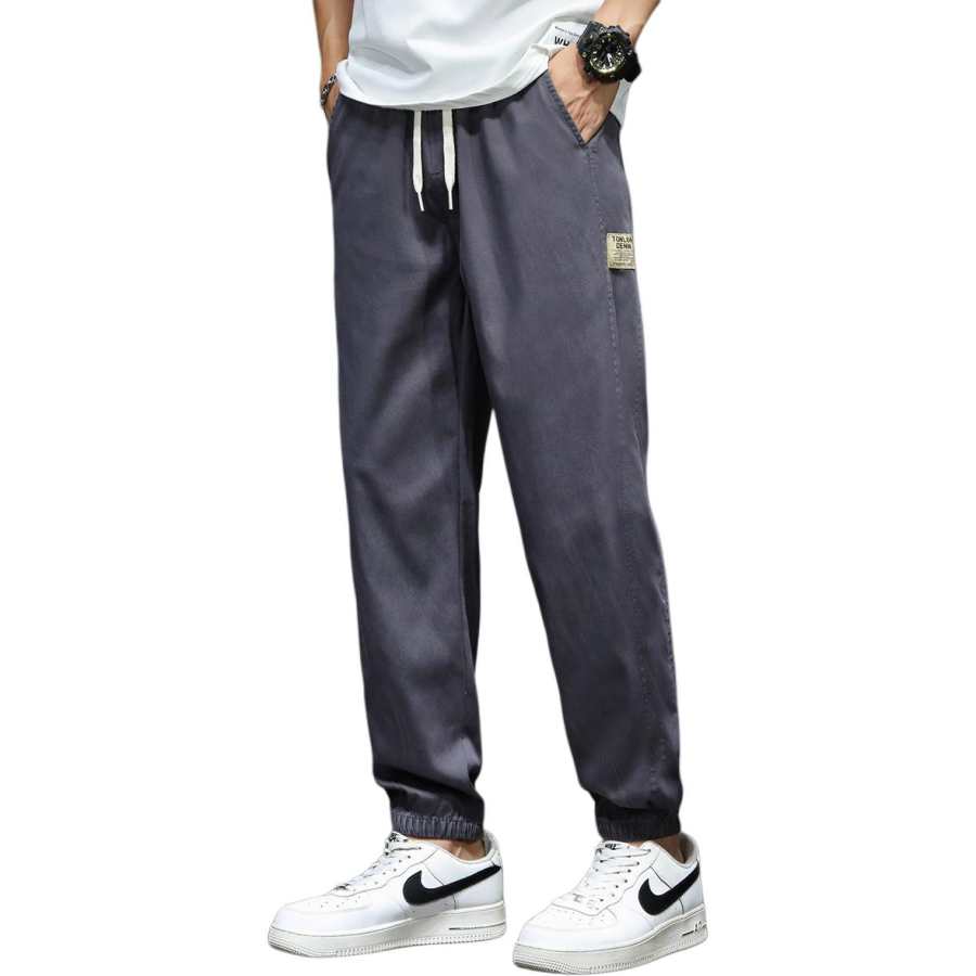 Tonlion Casual Pants Unisex Dark Gray Moderate Cuffed Pants