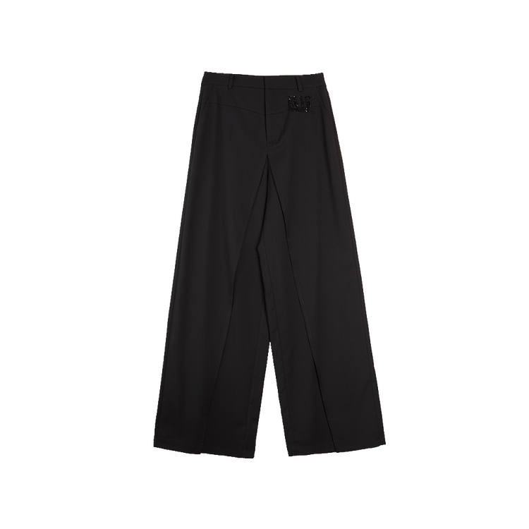 ELLE Casual Pants Women's Black Moderate Straight Fit Pants