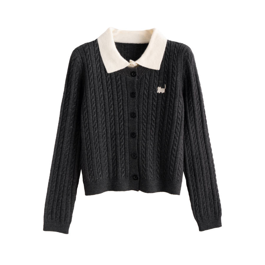 Tonlion Knitwear Women's Dark Heather Gray Lapel Moderate