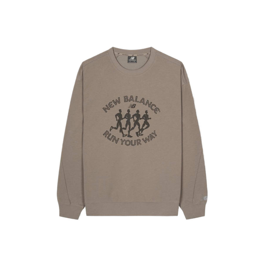 New Balance New Balance Sweatshirts Men's Khaki Brown Crew Neck Moderate Regular