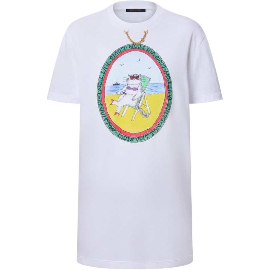 LOUIS VUITTON Cat Stamp T Shirt Dress