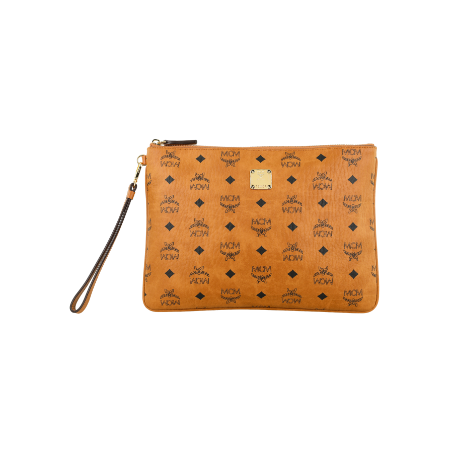 MCM MCM PVC Clutch Women's Brown Cognac