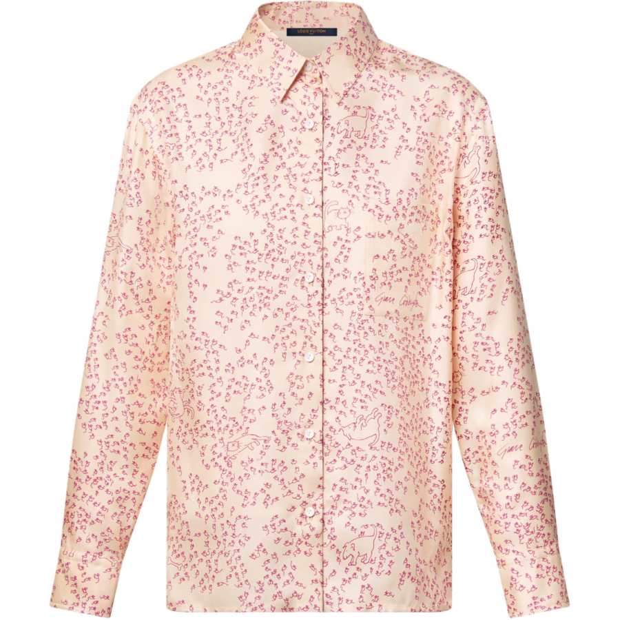 Louis Vuitton Cat-and-Mouse Print Silk Shirt