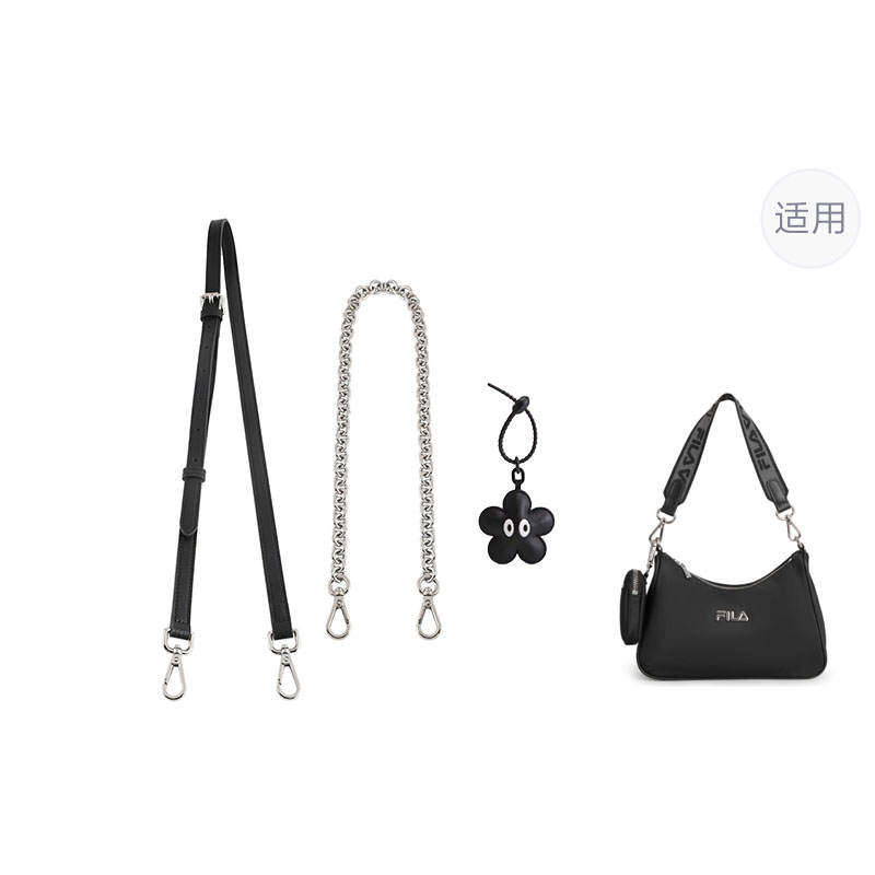 Luxury Care Artisan Workshop Cow Leather With Canvas Bag Straps Women's Black/Silver